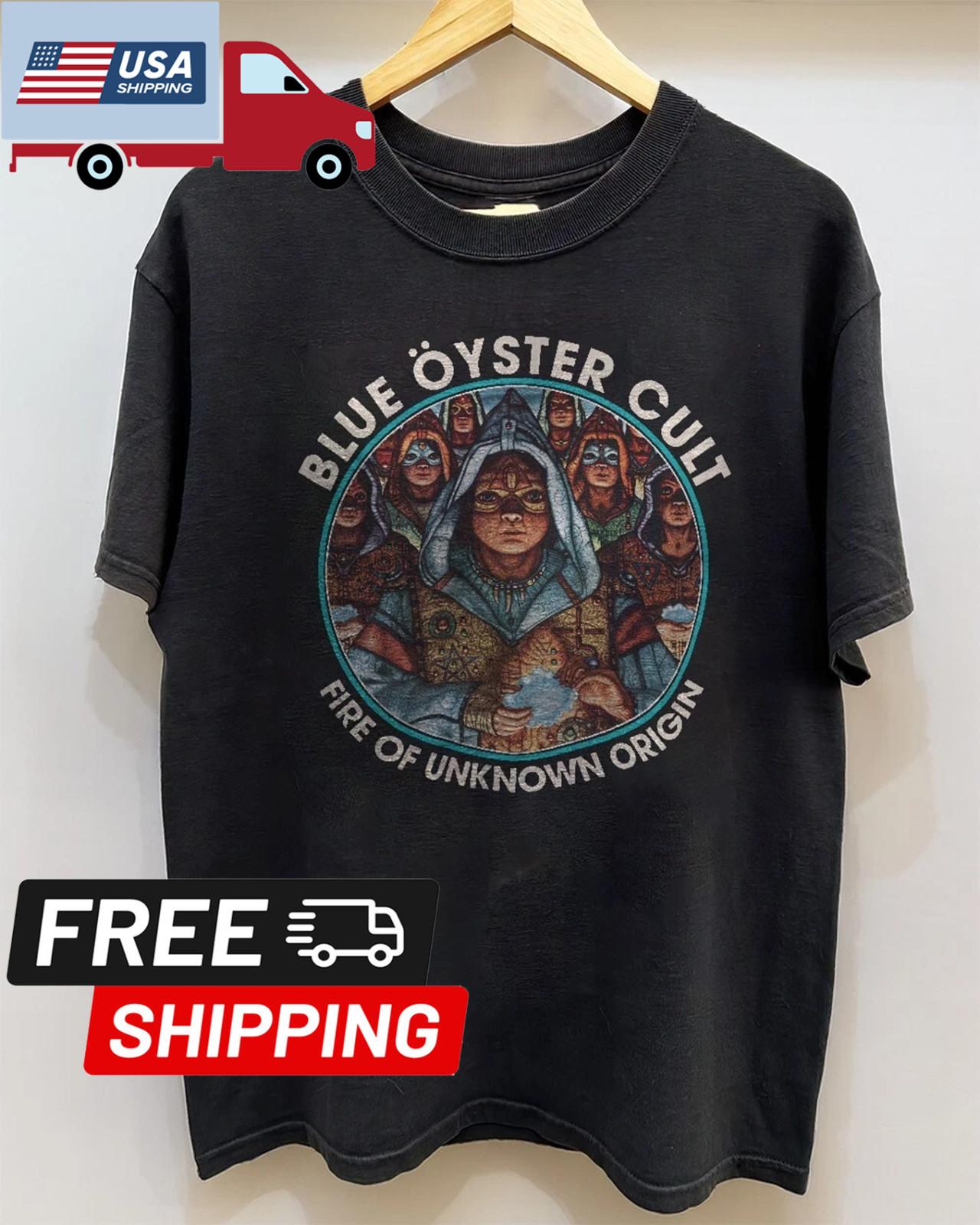 Blue Oyster Cult Огонь Неизвестного Происхождения Унисекс Черная Футболка Размер S-5XL L