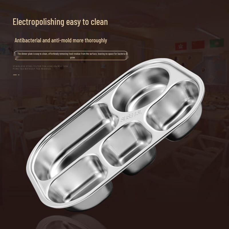 316L Stainless Steel 4-Compartment Lunch Plate
