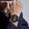 Sanda Men's Luminous Waterproof Calendar Watch - Casual Business Quartz Wristwatch with Three-Eye Six-Hand Design