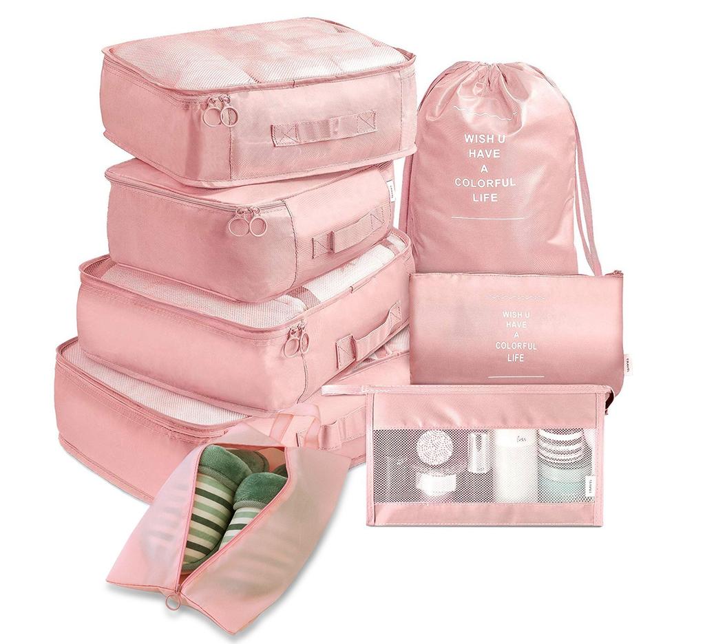 8 Pcs Packing Cubes Set, Waterproof Travel Luggage Organizer Bags, Multi-Size Clothes Underwear Shoe Storage Packing Cubes