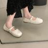 Retro Französische flachsohlige kleine Lederschuhe Damen 2025 neu Frühling passender Rock vielseitig flacher Ausschnitt Mary Jane Einzelne Schuhe