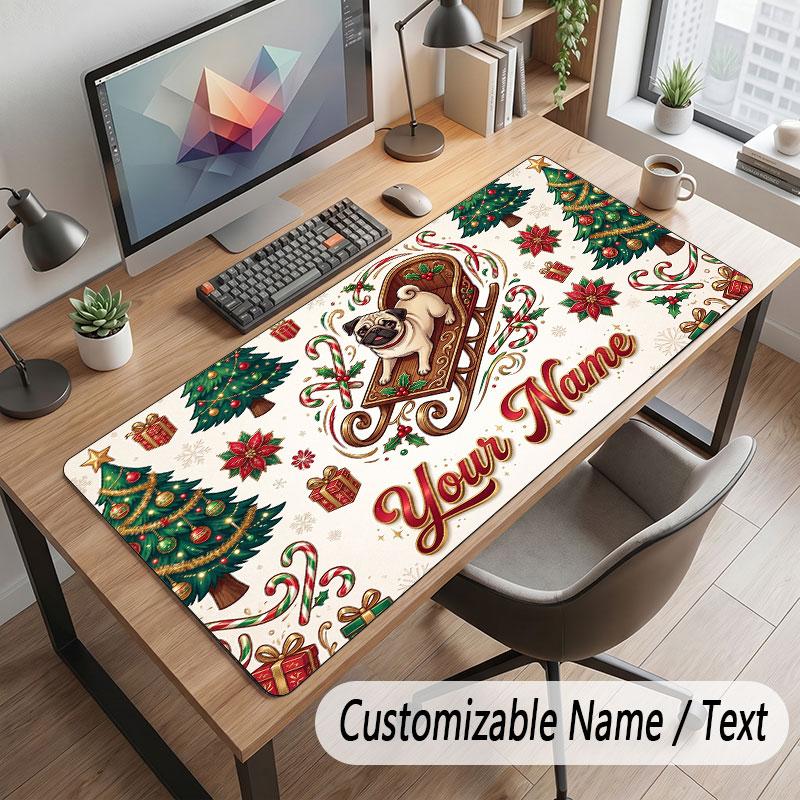 Christmas Winter Theme Customized Mouse Pad Personalized Print Name Text Desk Mat For Home Office Table Decor