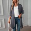 Einfarbige leichte Strickjacke mit langen Ärmeln für Damen