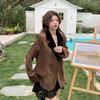 Coffee Retro Casual Blazer Women's Spring New Unique Design Color Matching Suit
