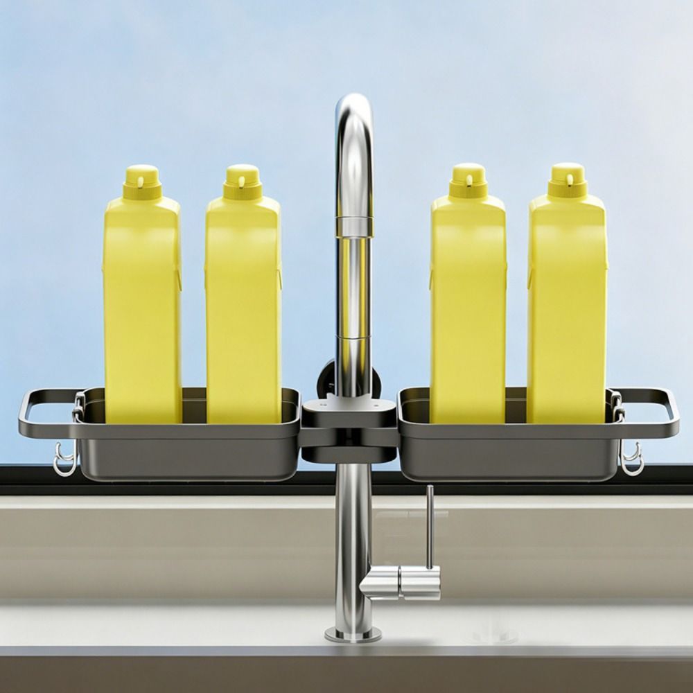 Rotatable Faucet Sponge Soap Shelf Waterproof Dishcloth Drainer Basket Kitchen Supplies