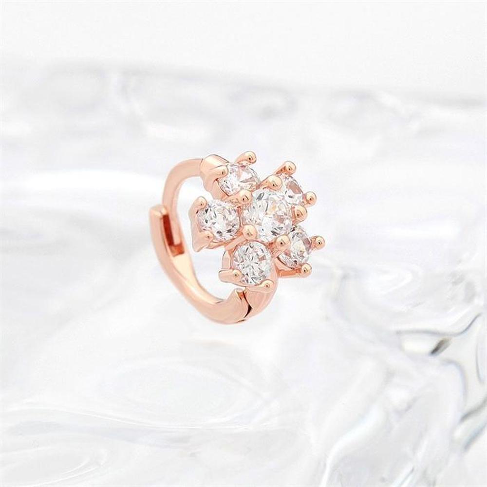 [Onm] Onm 14K Gold Needle Rose Gold Flower Cubic Zirconia Earrings (S9593984)