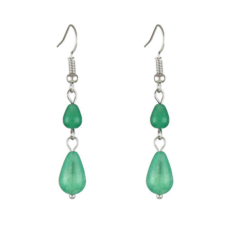 Elegant Green Water Drop Tassel Earrings – Chinese Style Winter Collection