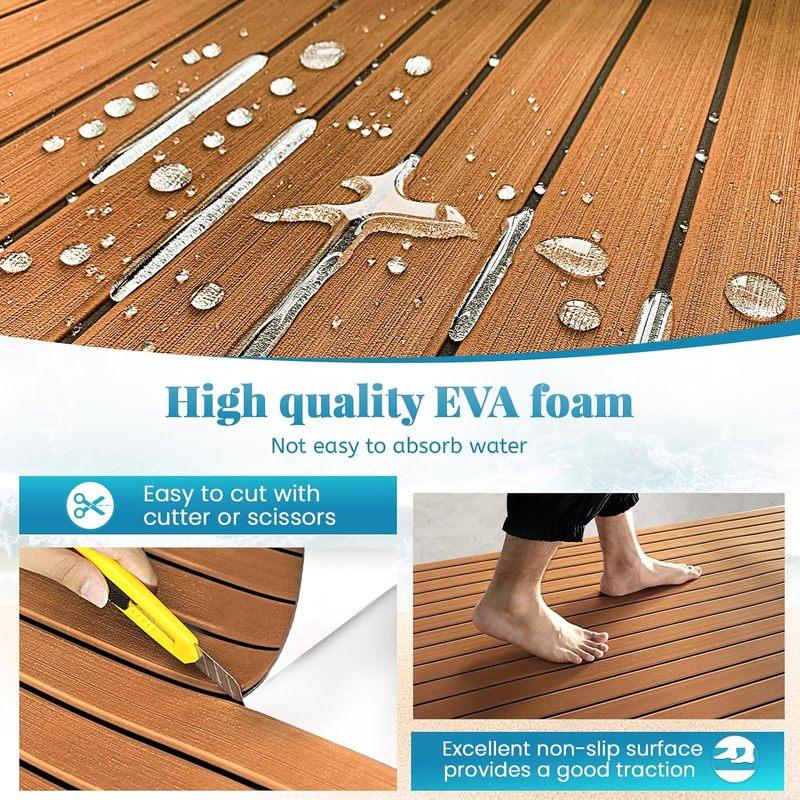 2400*300*5mm EVA Foam Boat Decking Sheet Mat Yacht Motorboat Anti Slip Vehicle Self-adhesive Marine Faux Teak Deck Flooring Pad