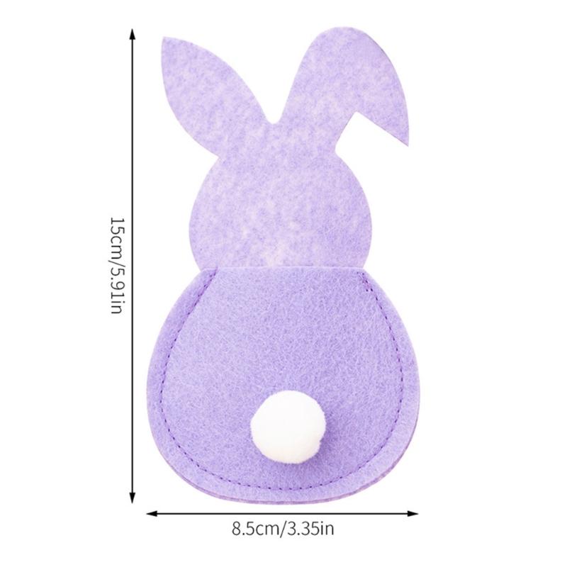 4 Pezzi Pratica Sacca Portaposate in Feltro a Forma di Coniglio Sacca Portaposate in Feltro con Coniglio di Pasqua Decorazioni Felici di Pasqua per Posate