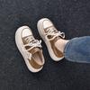 2026 new leather soft sole soft surface single shoes front lace-up thick sole muffin shoes casual versatile women's shoes