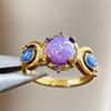 Gold-Plated Opal Women's Moon Ring - European and American Style
