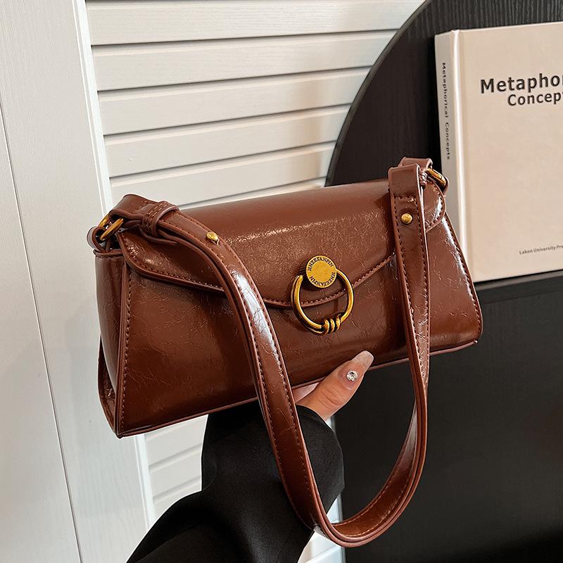 Korean Version of Foreign Style Small Bag, Baguette Women's Bag, Spring and Summer New One-shoulder Underarm Bag, Textured Foreign Style Crossbody Sma