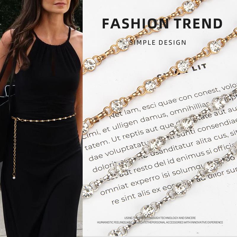 European and American Small Fragrance Style Retro Metal Waist Chain Women's Simple Suit Dress Decorative Body Chain Women's Belt