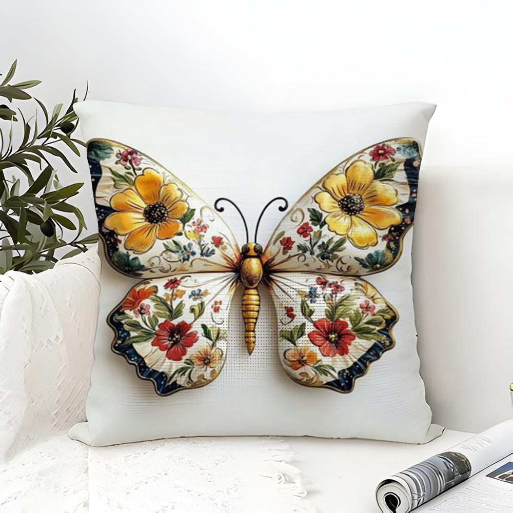 Naturally Beautiful and Elegant Butterflies Pillow Case Linen Pillow Case Sofa Home Decor Cushion Cover Cushion Cove