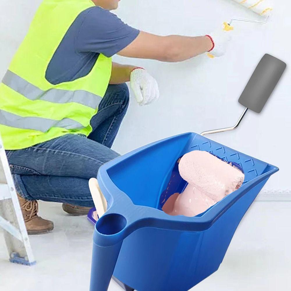 Blue Plastic Paint Tray Paint Bucket Roller Brush Holding New Material Paint Cup