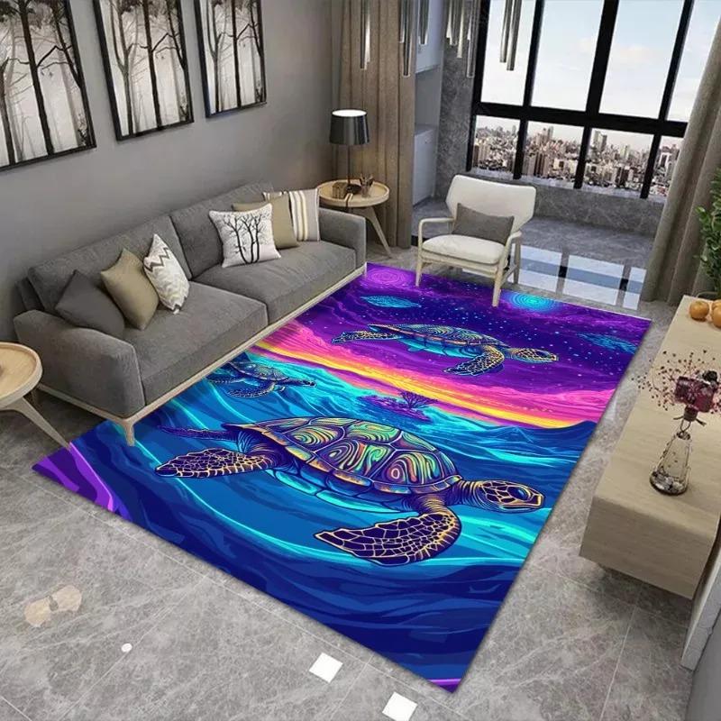 Iridescent Turtle Printing Large Carpet Anti Slip and Wear-resistant Used in Living Rooms Mat Bedrooms and Other Scenes Soft Rug