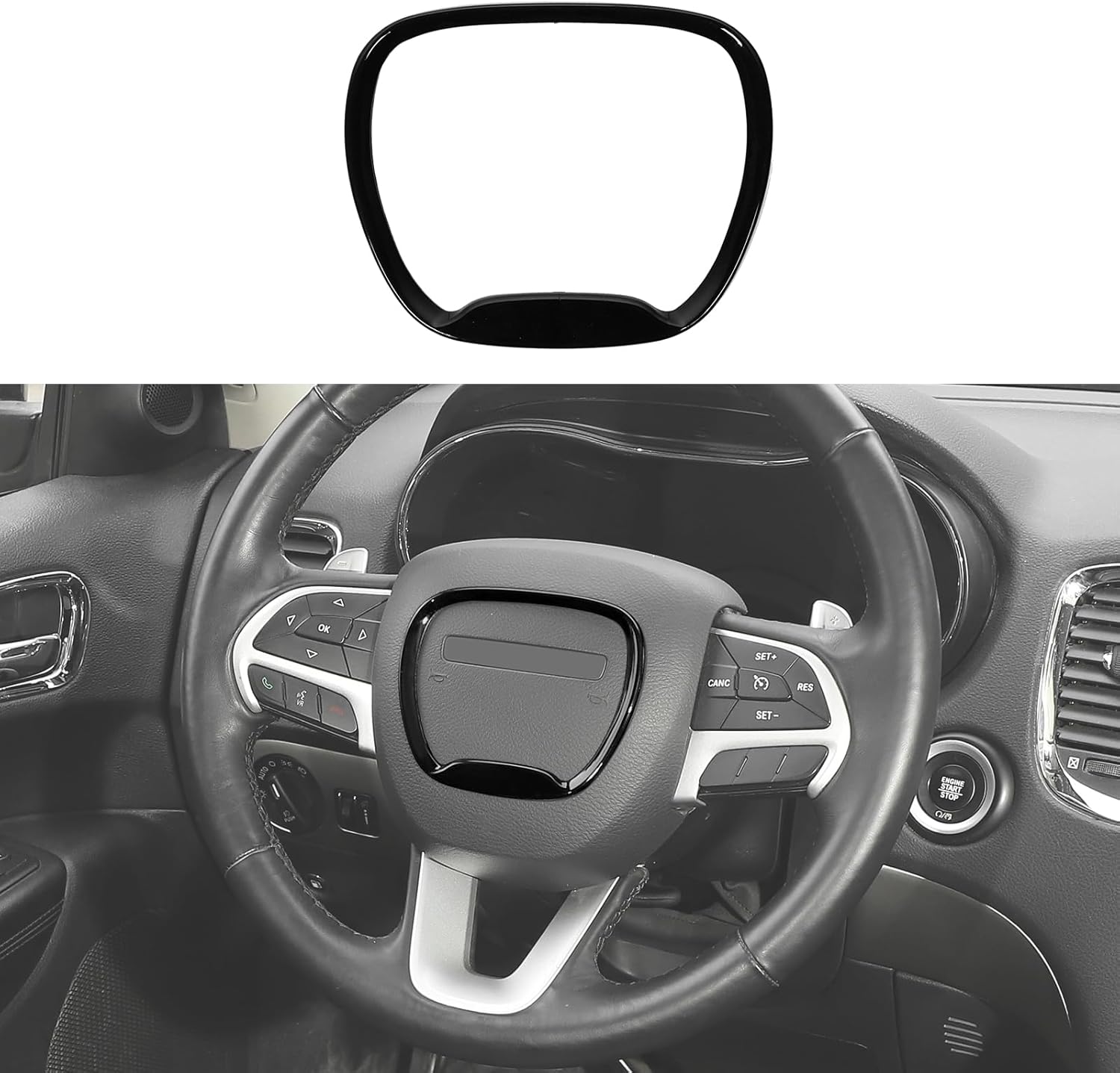 

Central Control Steering Button Frame Trim Car Interior Decoration Fit for Dodge Challenger Durango Charger 2015-2025 Interior Accessories,Black чёрный