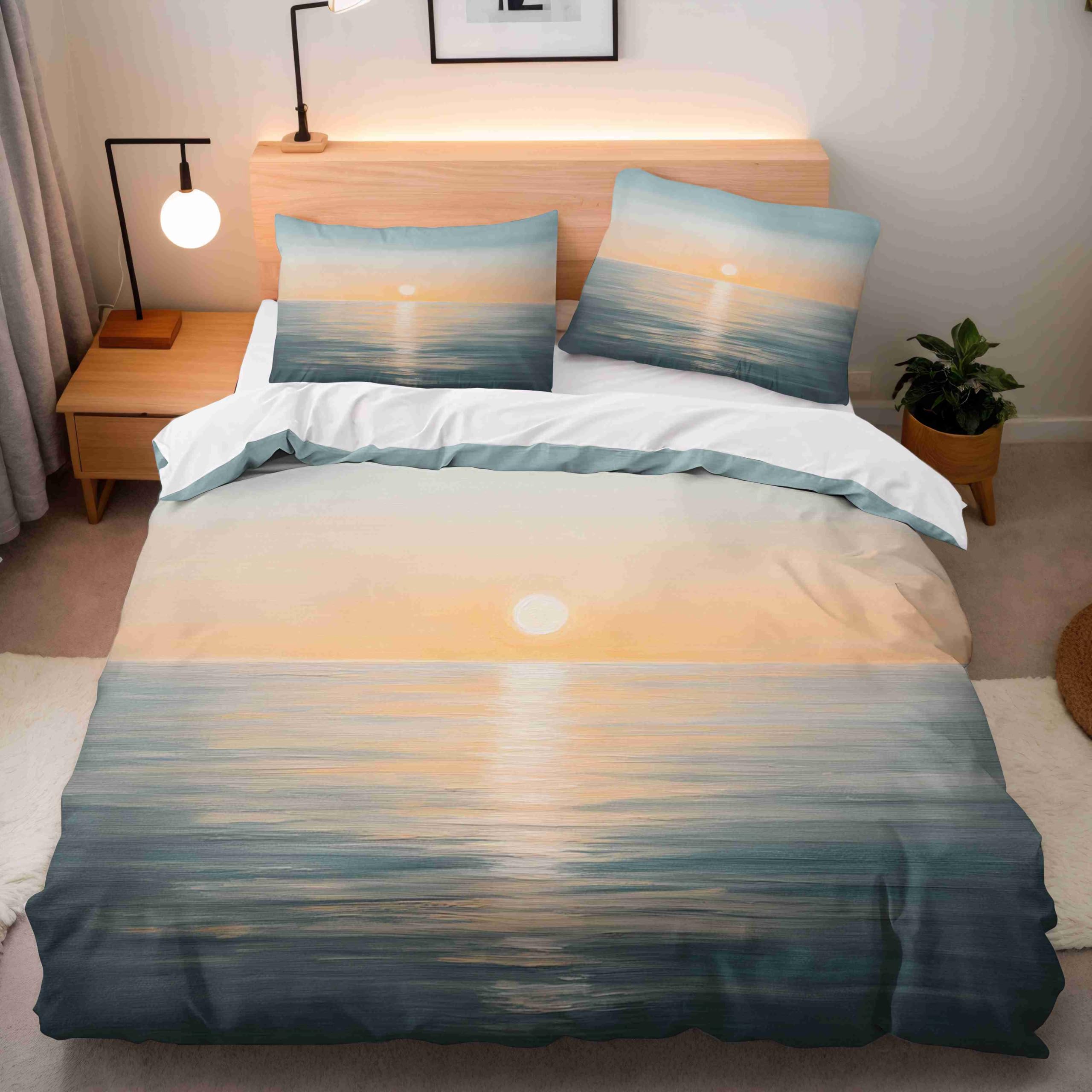 

Sunrise Sunset and Sea Duvet Cover Sets for Teens Lightweight Quilt Covers Sea Coastal Nature Pattern Bedding Set Bedroom Decor AU Queen(210x210cm)