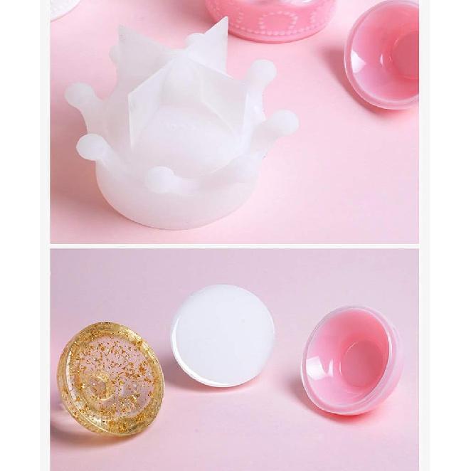 Cute Crown Jewelry Storage Box Epoxy Resin Casting Silicone Mold Craft Tools, White