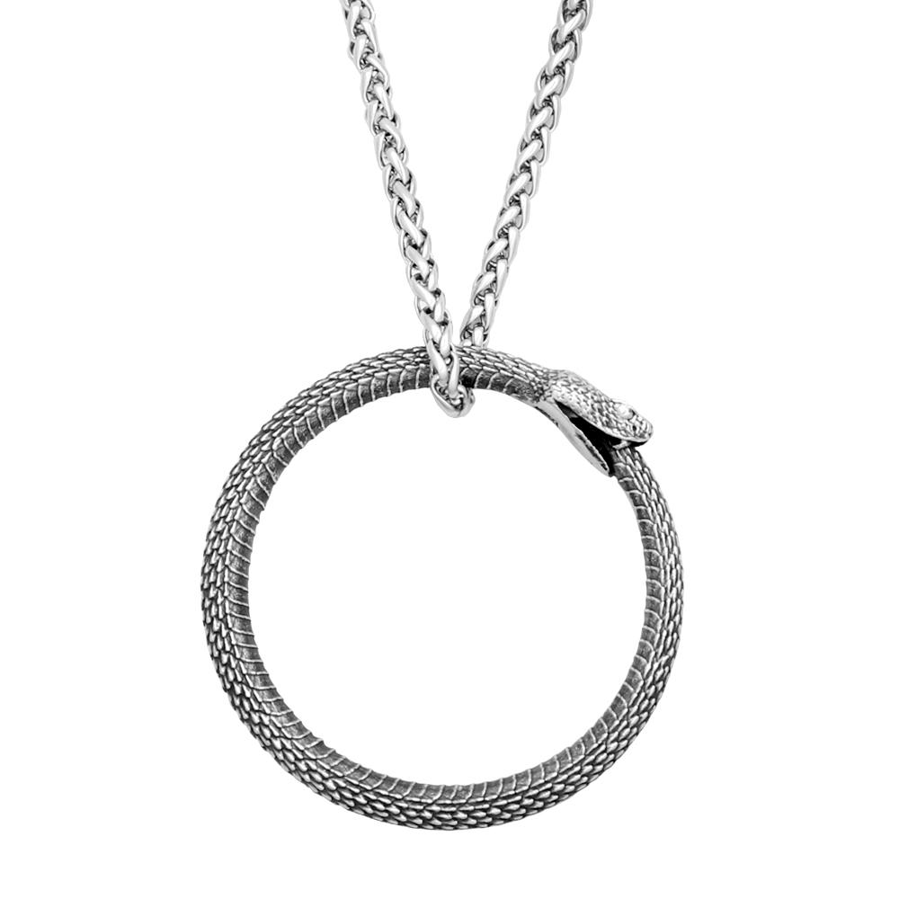 Colier Simplu Vintage Ouroboros Punk Hip Hop Oțel Inoxidabil Pandantiv Șarpe Pentru Bărbați Femei Bijuterii Cadouri Dropshipping