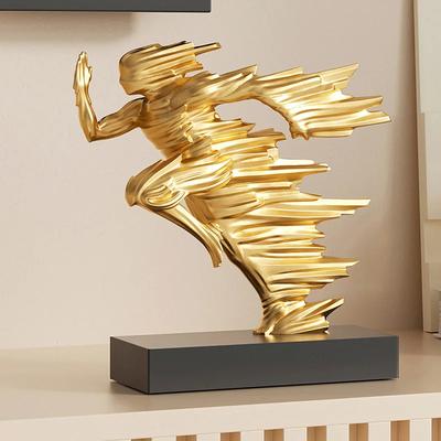 Prachtig 23cm Hars Mannenbeeld in Renstijl, Stijlvolle Gouden Beelden Voor Moderne Woon- en Kantoordecoratie, Abstracte Beeldjes