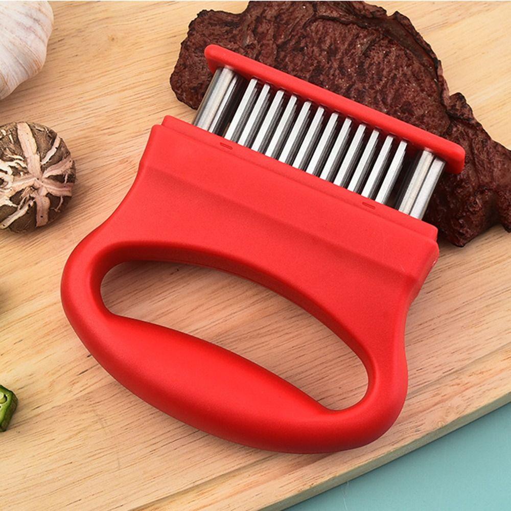 Stainless Steel Blades Meat Tenderizer Ultra Sharp Needle Ergonomic Handle Kitchen Pin Hammer with Cover Convenient