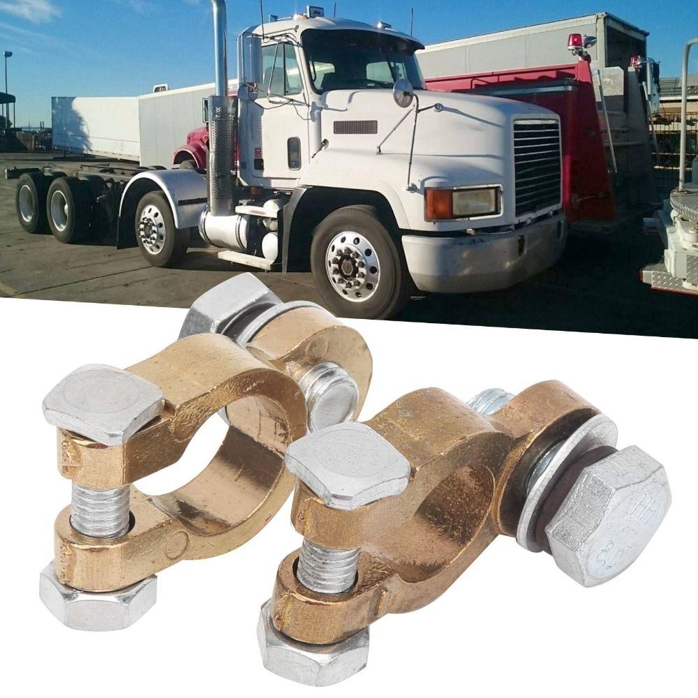 2PCS Pure Copper Battery Terminal Connectors Alloy Heavy Duty Top Post Connectors Brass Secure Fit Positive Negative Terminals
