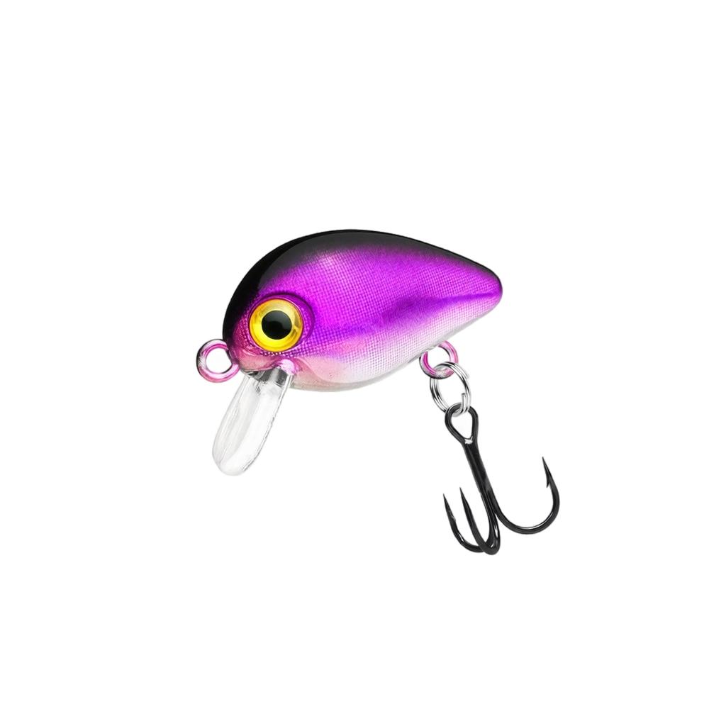 1 8g Mini Crankbait Fishing Lure Floating Hard Bait with Three Treble Hooks Laser Coating for Freshwater Fishing