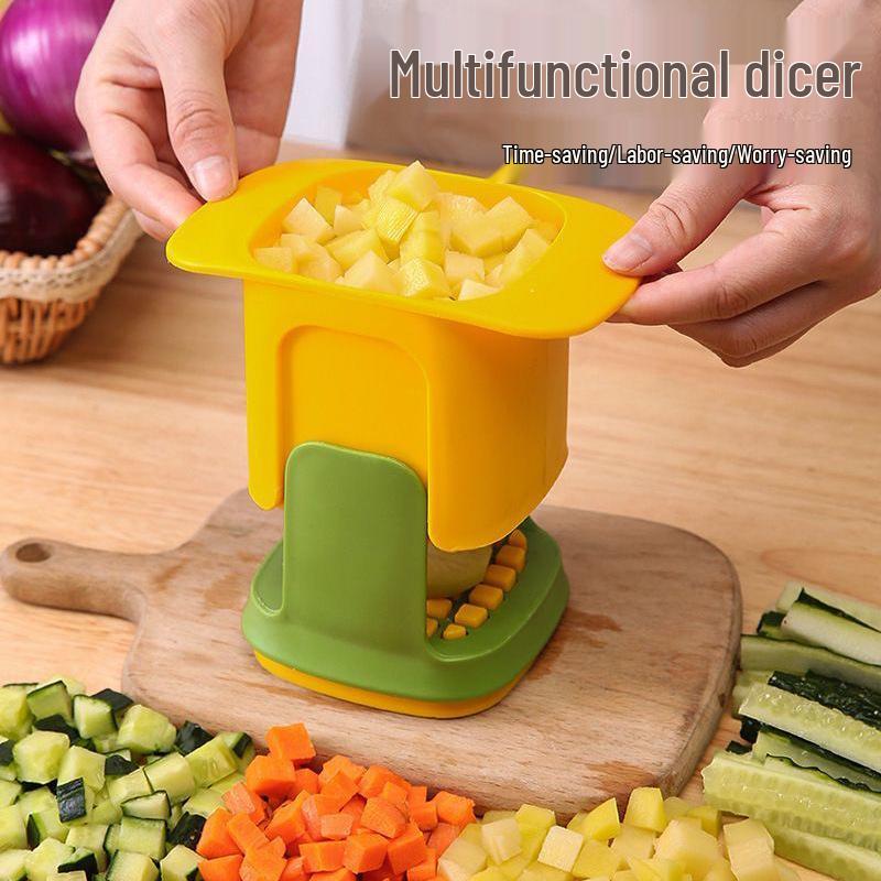 Multi-Functional Vegetable & Fruit Dicer: Onion, Potato, Cucumber & French Fry Cutter - Compact Kitchen Tool
