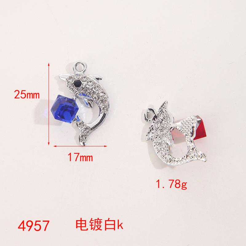Cartoon Alloy Jewelry Dolphin Owl Cute Insect Crystal Necklace Earrings DIY Pendant Accessories