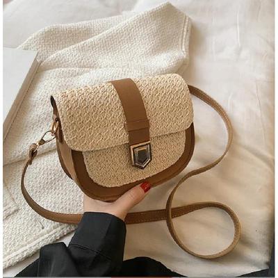 Straw Woven Bag Female 2026 New Fashion Simple Small Fresh Single Shoulder Messenger Bag Foreign Style Saddle Bag