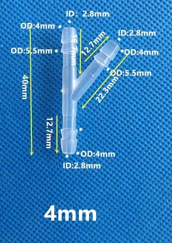 2.4mm-12mm Y-shaped Three-way Plastic Equal Diameter Water Divider Baota Three-way Silicone Rubber Hose Connector Food Grade