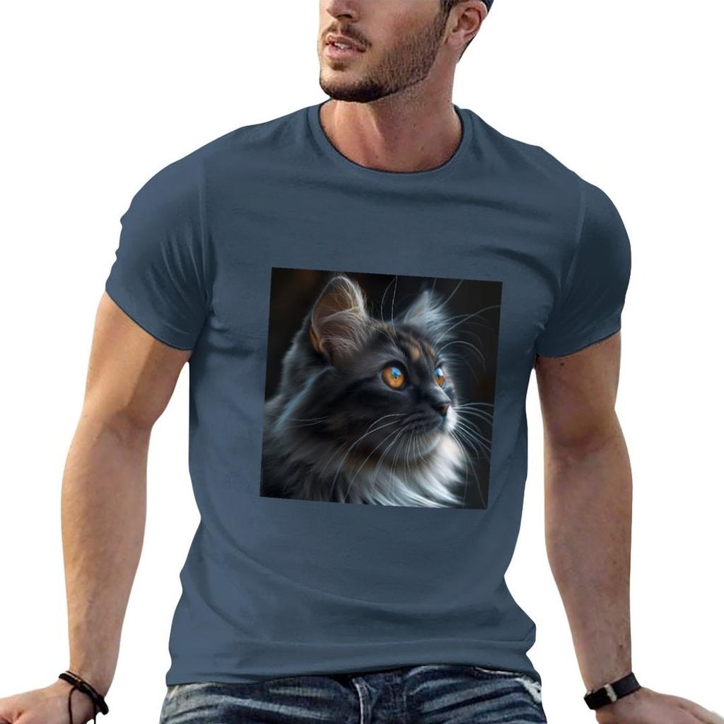 Unisexs 100 Cotton Casual Custom Tee Gaze Of The Mystic Feline Graphic Print