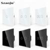 Szaoju EU Touch Switch AC100-240V Led Backlight Panel Tempered Crystal Glass Wall Light Sensory Switches 1/2/3 Gang