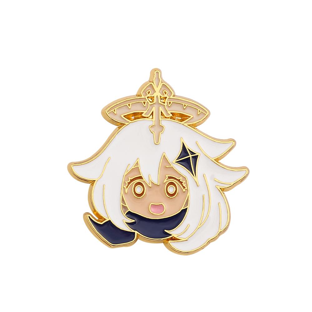 Game Genshin Impact Brooch Diluc Barbara Fischl Klee Paimon Cartoon Character Pins Badge Jewelry Accessories Gift for Fans