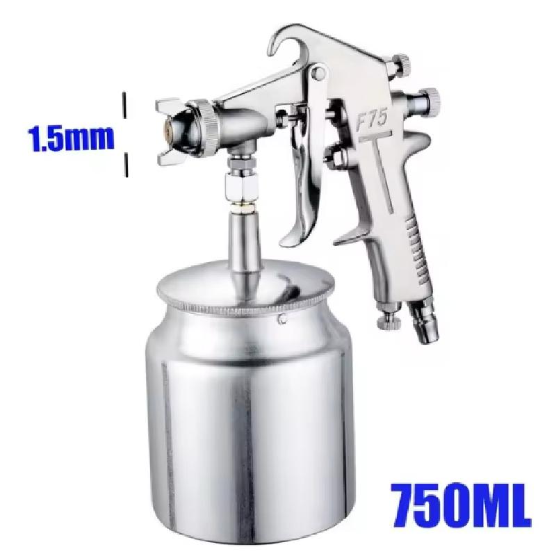 F-75 Spray Gun 1.5mm Nozzle with Cup Silver Handle Adjustable Color Spray Gun for Automotive Furniture Parts Painting