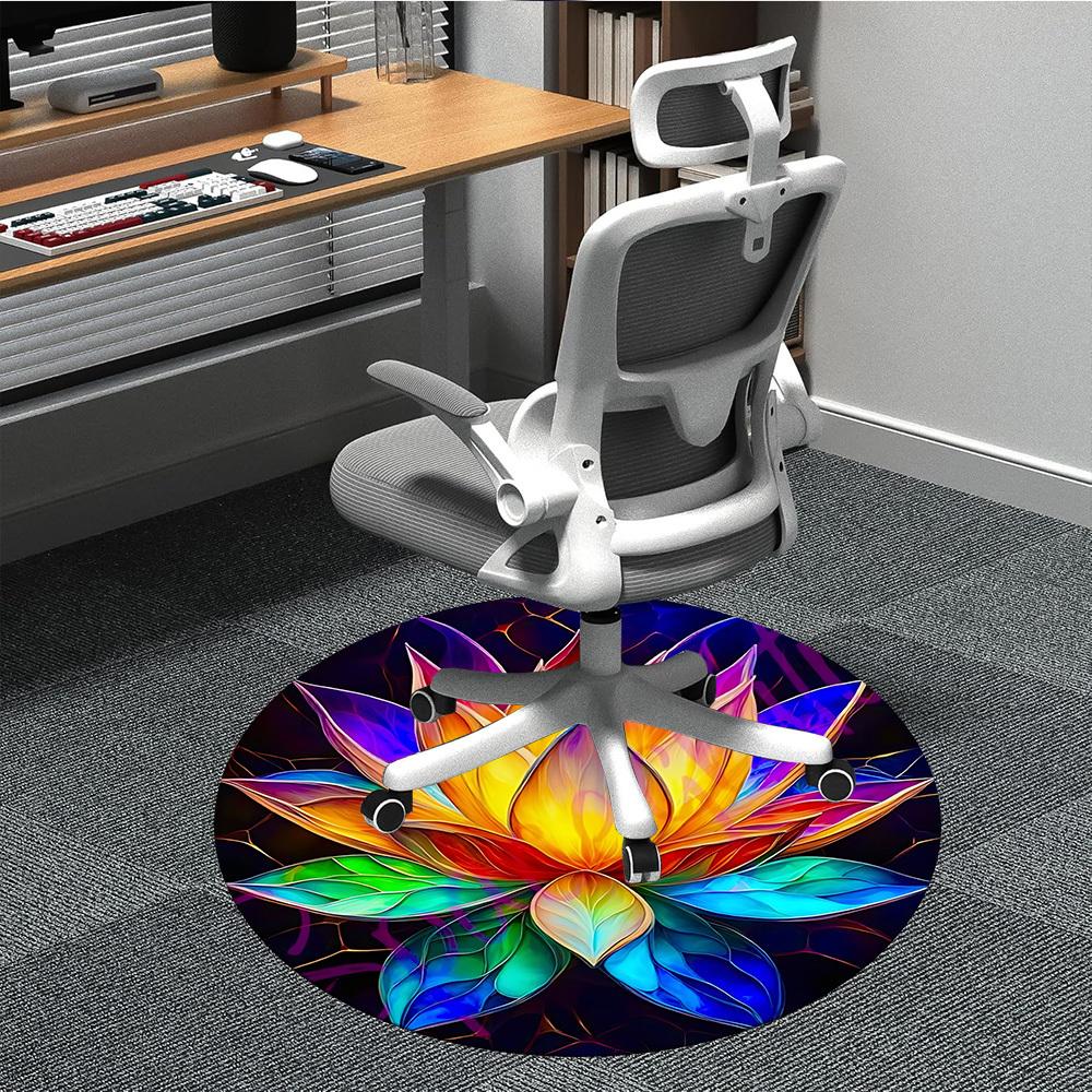 1pc Lotus Flower Mandala Chair Carpet for Office, Soft Comfortable Mat For Office, Living Room, Bedroom, Machine Washable Carpet yy251112146 80cm by 80cm