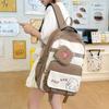 Cartoon Student Schoolbag Color Contrast Large Capacity Backpack with Coin Purse