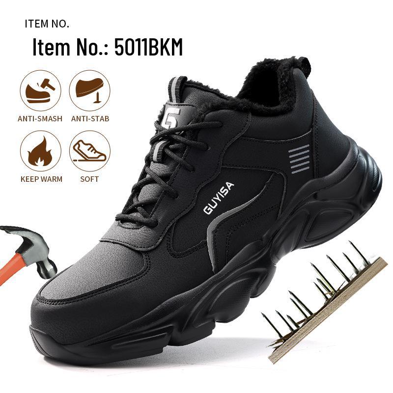 Fleece-Lined Safety Shoes: Lightweight, Anti-Smash, Anti-Puncture, Kevlar Sole for Long Standing Comfort