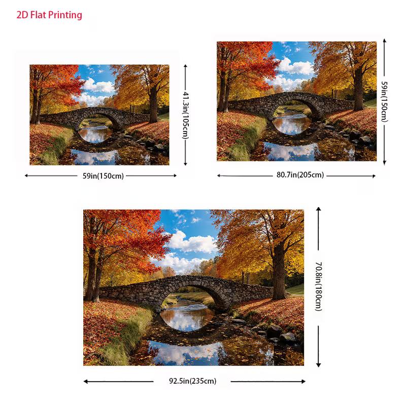 2D Autumn Nature Backdrop Cloth Stone Bridge Fall Photography Background