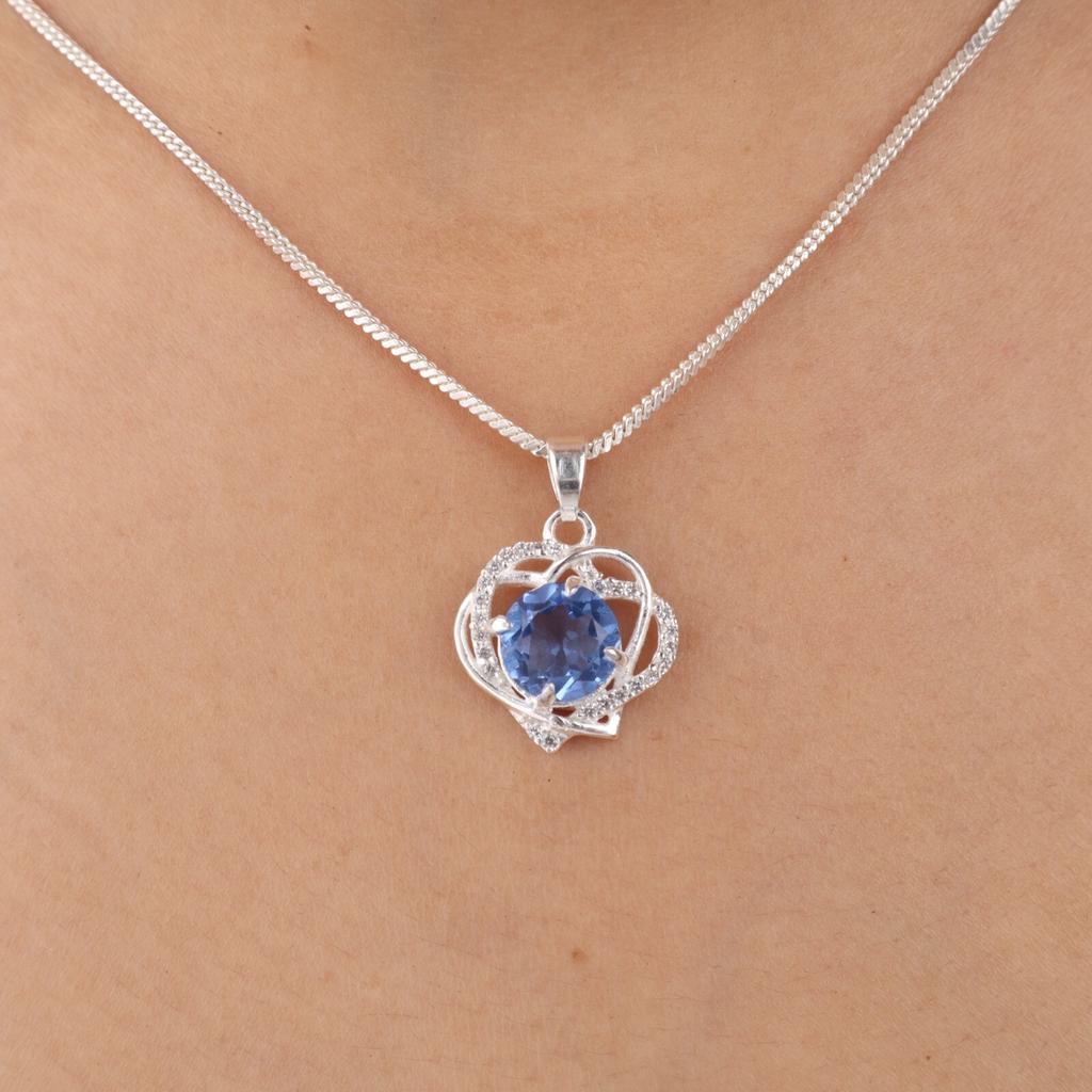 Tanzanite Gemstone 925 Sterling Silver Jewelry Zircon Pendant0.84" Gift For Wife CZP-14-10