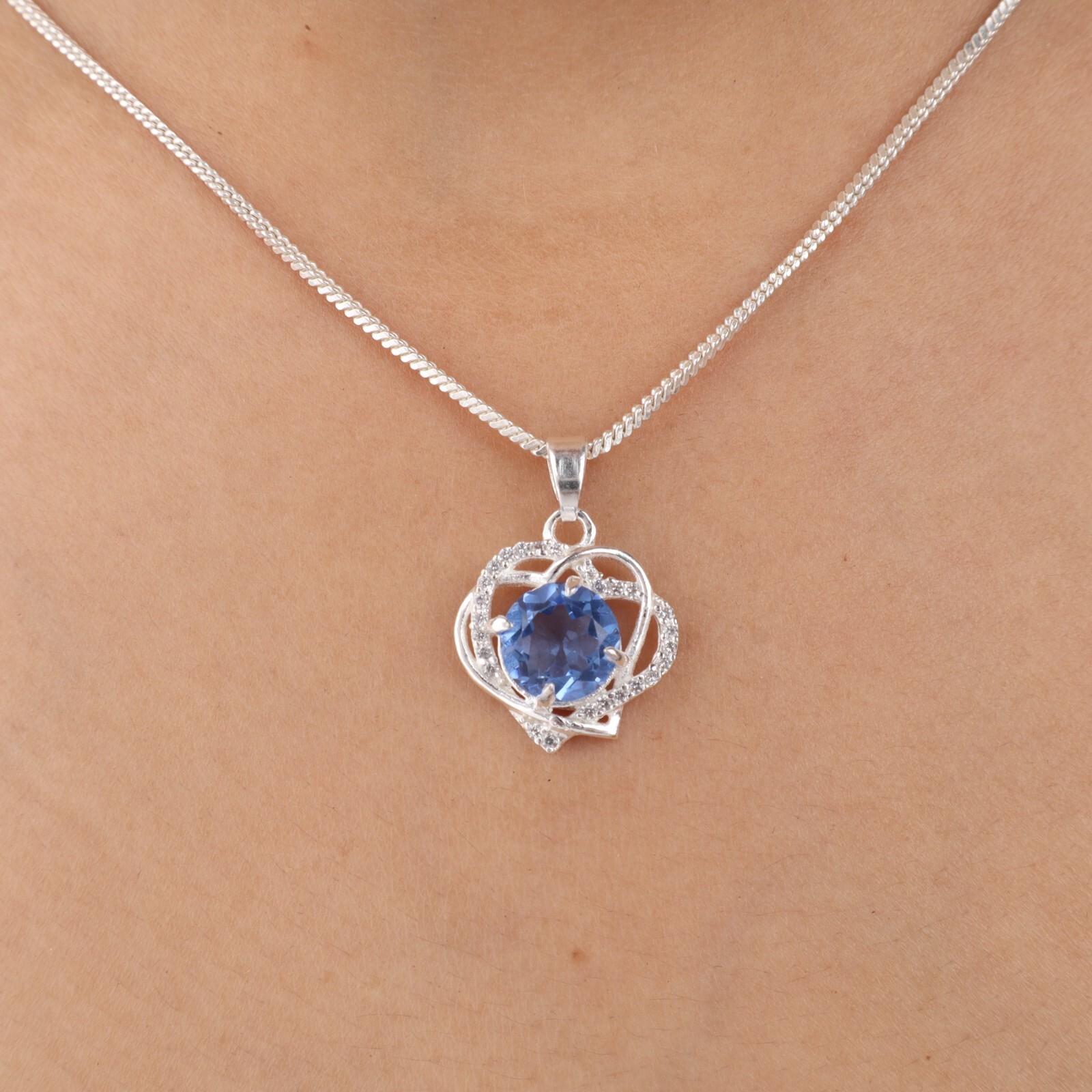 

Танзанит Драгоценный камень 925 Стерлинговое серебро Ювелирные изделия Подвеска с цирконом 0,84 Подарок для жены CZP-14-10