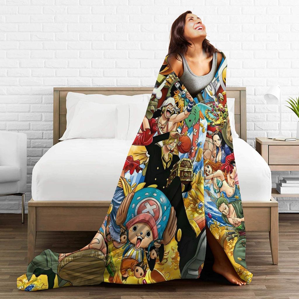 Luffy Anime Blanket  Flannel Throw Blanket Bedding Couch Portable Ultra-Soft Warm Bedspreads,