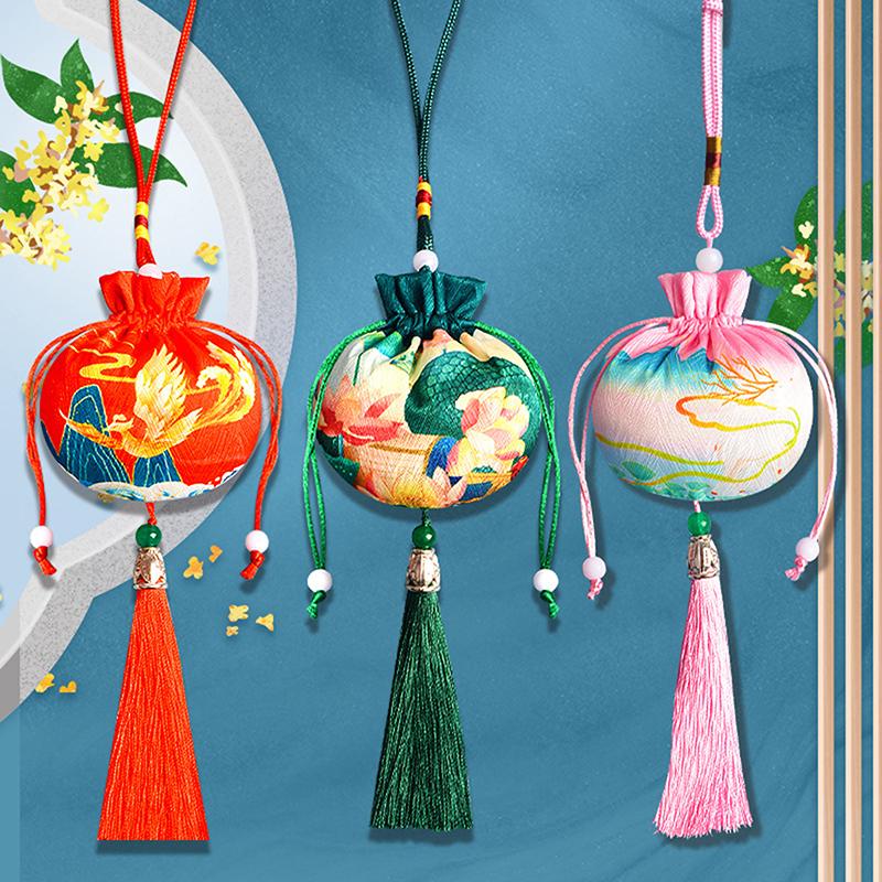 1 PCS Portable Chinese Style Sachet Creative Flower Pattern Car Ornaments Simple Antique Embroidery Bag