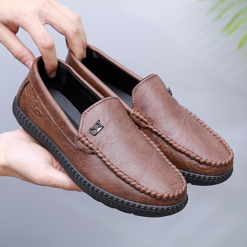 Men's casual leather shoes spring and autumn breathable trendy shoes non-slip versatile soft sole work men's shoes one pedal Doudou shoes spring