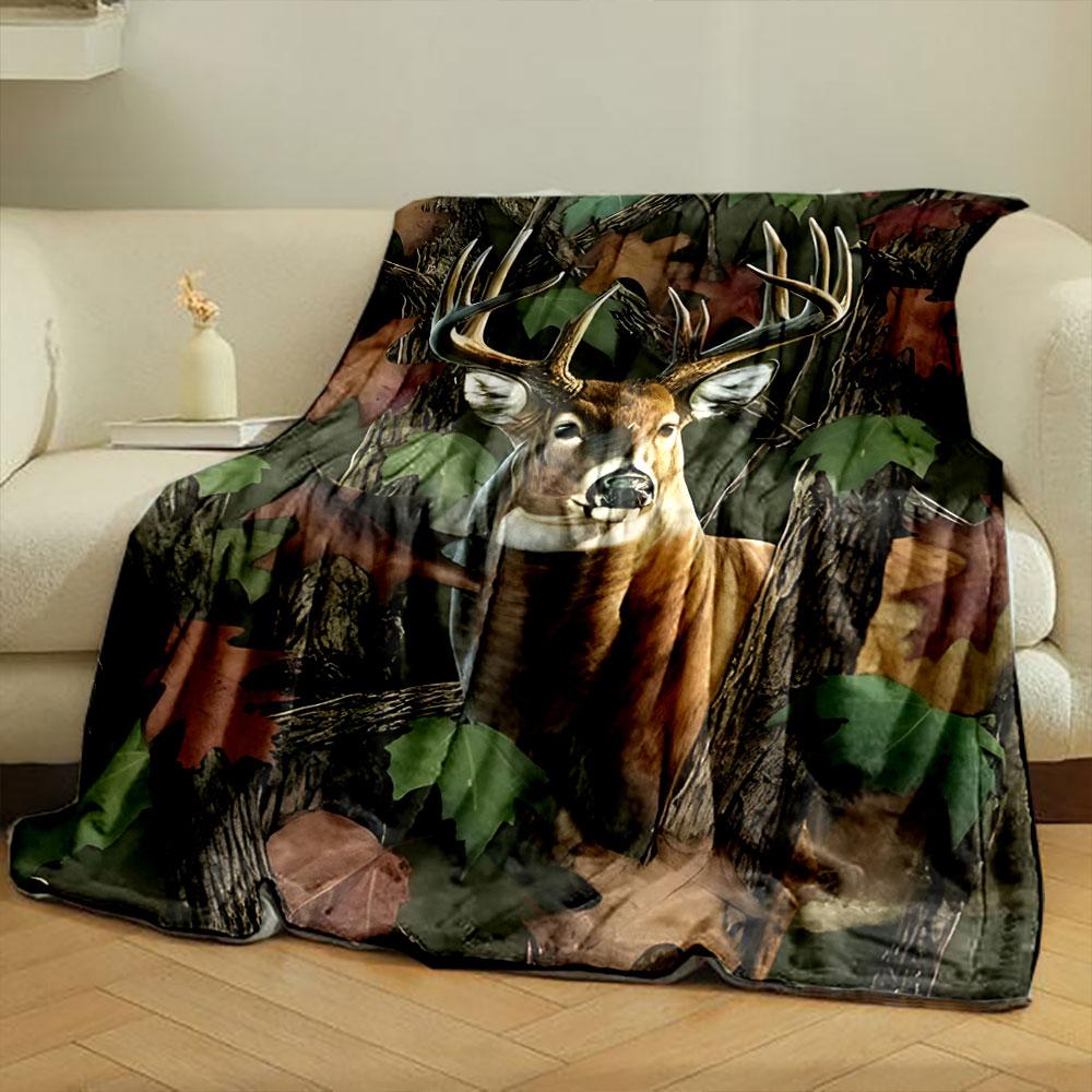 Deer Camo Blanket bedroom Blanket for Livingroom Couch lunch break Soft throw for Friend's festival Gift