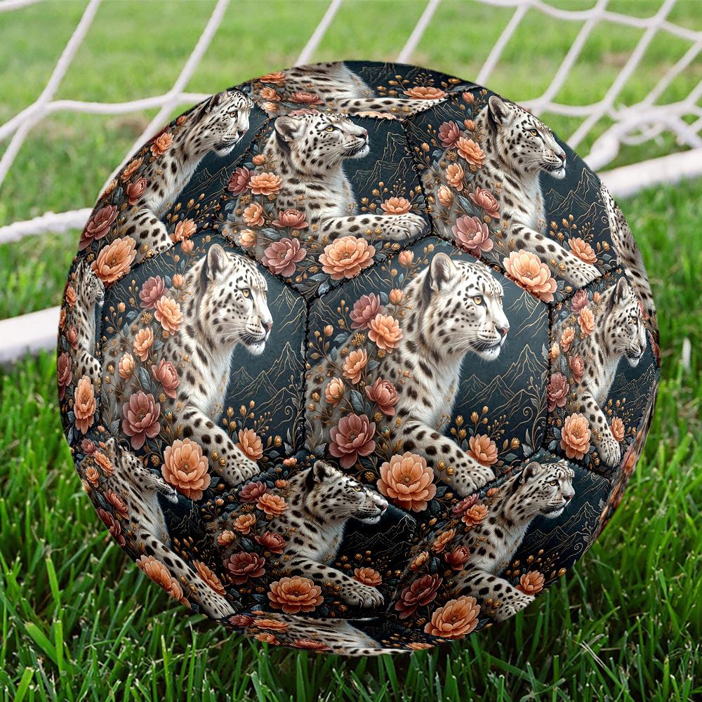 1pc Leopard Flowers Theme Soccer Ball Football, Size 5, Lightweight PVC, Outdoor Training Soccer Ball,Sports Gift t61427