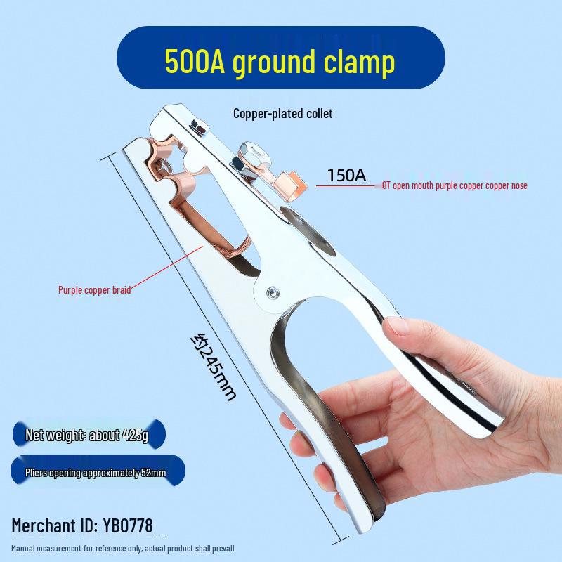 Pure Copper Electric Welding Ground Clamp - Thickened Welding Pliers and Handle for Argon Arc Welding Machine Grounding Accessories.