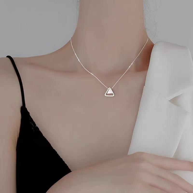New 925 Sterling Silver Triangle Necklace Personalized Geometric Shape Pendant Necklace Women's Birthday Gift Exquisite Jewelry