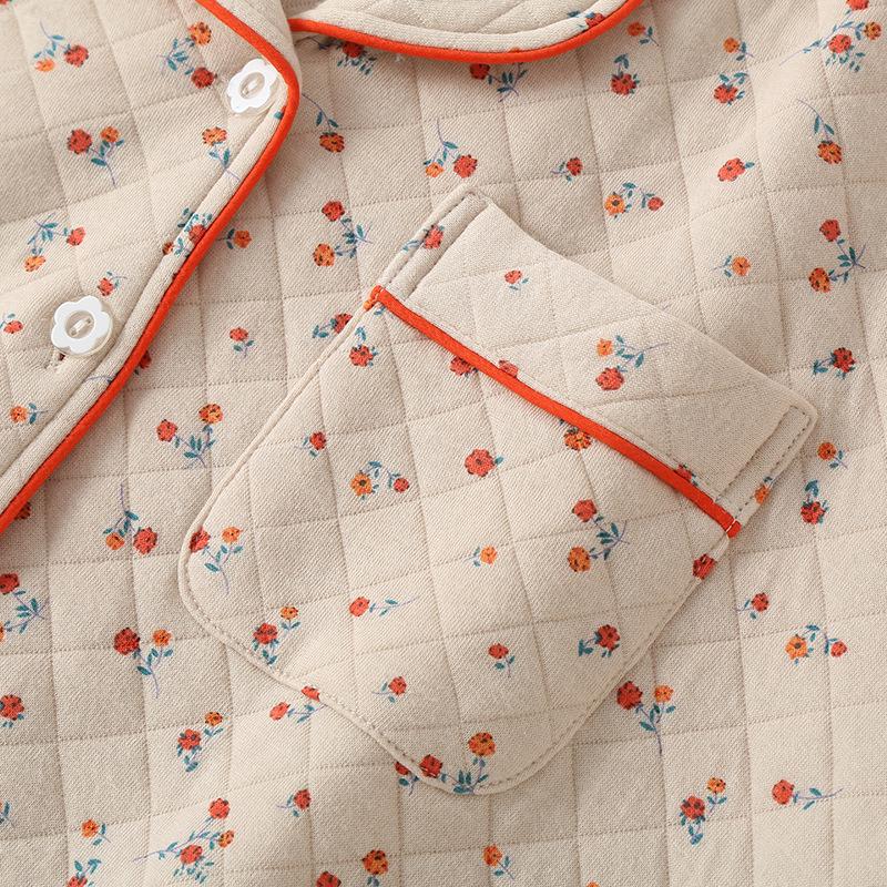 Damen Stepp-Baumwoll-Pyjama-Set - Cardigan & Lange Hose für Herbst/Winter